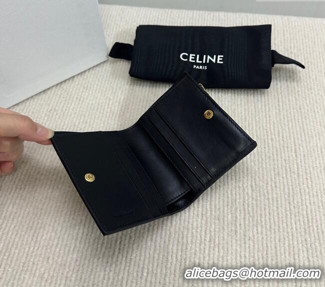 Best Product Celine Compact Wallet Triomphe Charm in Calfskin 10M103 Black 2025