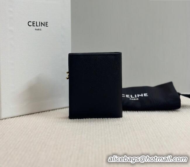 Best Product Celine Compact Wallet Triomphe Charm in Calfskin 10M103 Black 2025