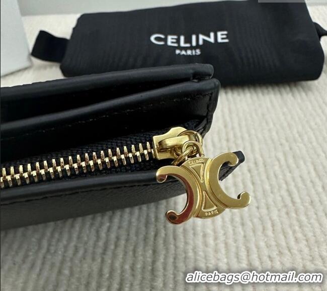 Best Product Celine Compact Wallet Triomphe Charm in Calfskin 10M103 Black 2025