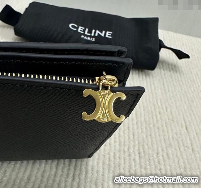Best Product Celine Compact Wallet Triomphe Charm in Calfskin 10M103 Black 2025