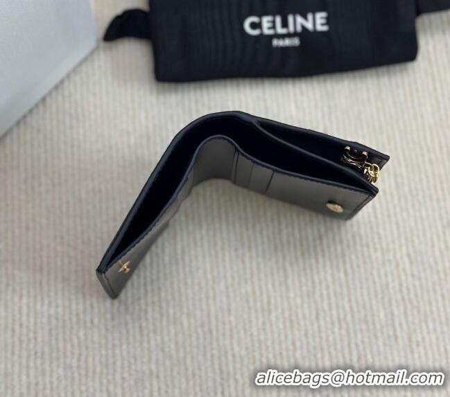 Best Product Celine Compact Wallet Triomphe Charm in Calfskin 10M103 Black 2025