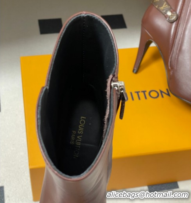 Discount Louis Vuitton Legacy Heel Ankle Boots 9.5cm in Calf Leather with Back Strap Brown 2025 1AIEUG 1021098