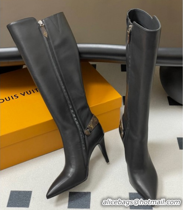 Duplicate Louis Vuitton Legacy Heel High Boots 9.5cm in Calf Leather Black 1AIEUG 1021101