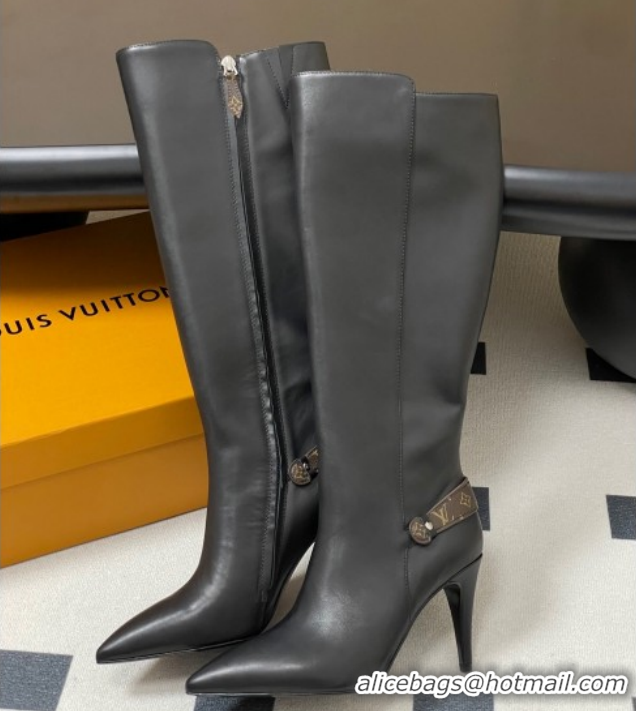Duplicate Louis Vuitton Legacy Heel High Boots 9.5cm in Calf Leather Black 1AIEUG 1021101