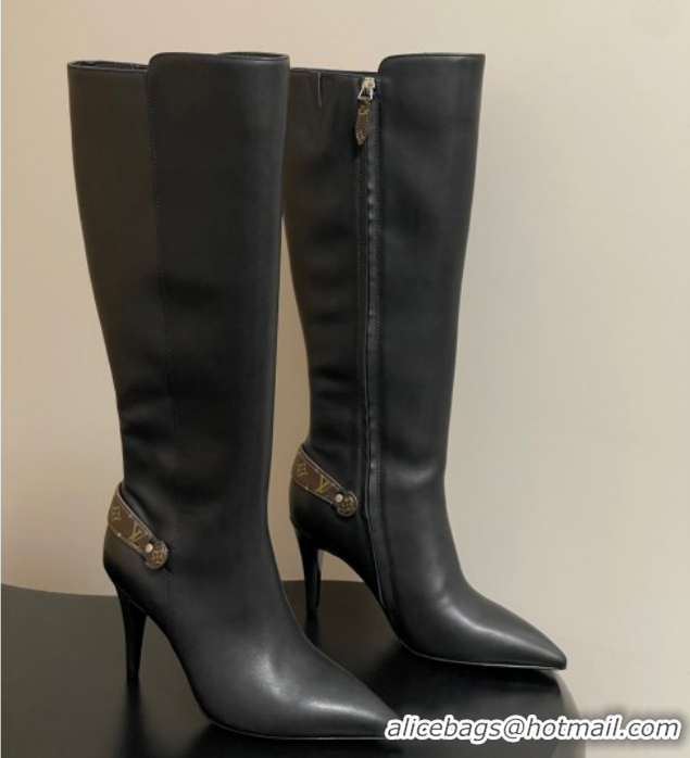 Duplicate Louis Vuitton Legacy Heel High Boots 9.5cm in Calf Leather Black 1AIEUG 1021101