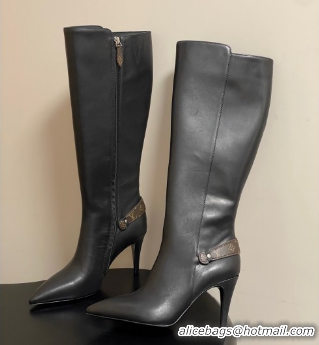 Duplicate Louis Vuitton Legacy Heel High Boots 9.5cm in Calf Leather Black 1AIEUG 1021101
