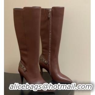 Stylish Louis Vuitton Legacy Heel High Boots 9.5cm in Calf Leather Brown 1AIEUG 1021102