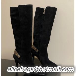 Sophisticated Louis Vuitton Legacy Heel High Boots 9.5cm in Suede Black 1AIEUG 1021103