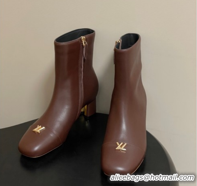 Perfect Louis Vuitton Swing Heel Ankle Boots 5.5cm in Calf Leather Brown 1AID092 1021147