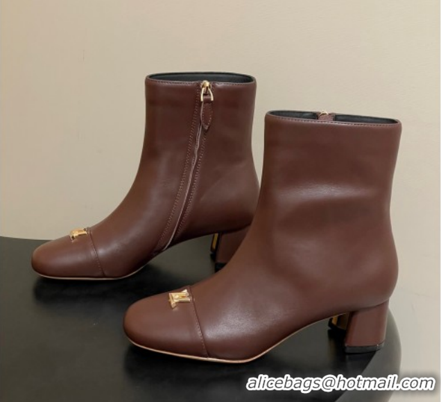 Perfect Louis Vuitton Swing Heel Ankle Boots 5.5cm in Calf Leather Brown 1AID092 1021147