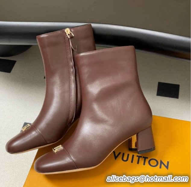 Perfect Louis Vuitton Swing Heel Ankle Boots 5.5cm in Calf Leather Brown 1AID092 1021147