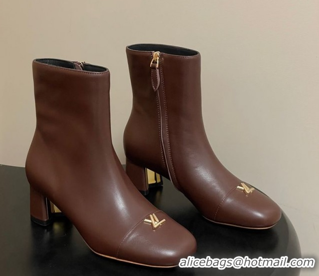 Perfect Louis Vuitton Swing Heel Ankle Boots 5.5cm in Calf Leather Brown 1AID092 1021147