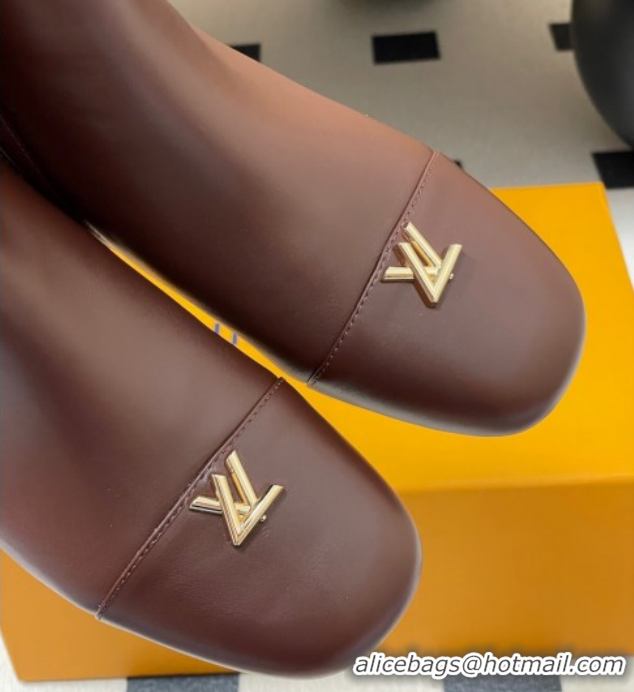 Perfect Louis Vuitton Swing Heel Ankle Boots 5.5cm in Calf Leather Brown 1AID092 1021147