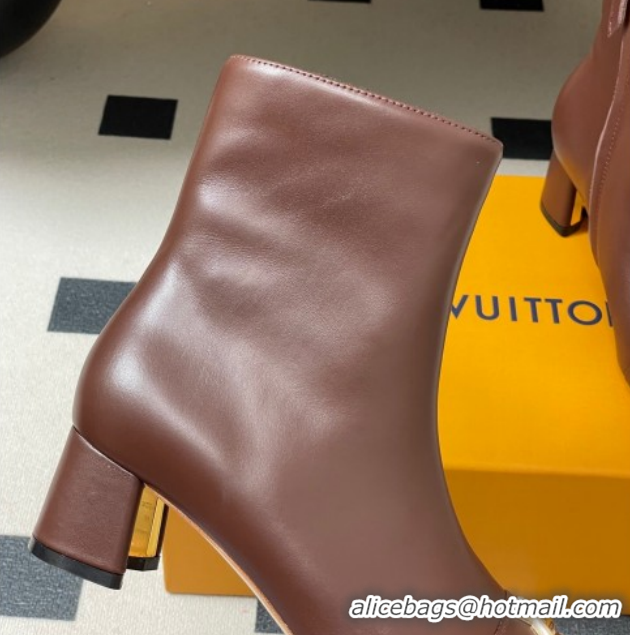 Perfect Louis Vuitton Swing Heel Ankle Boots 5.5cm in Calf Leather Brown 1AID092 1021147