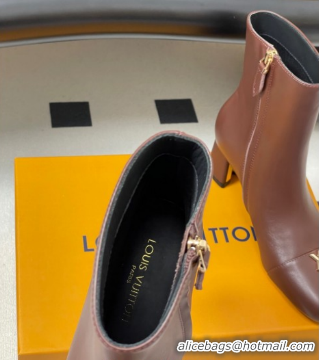 Perfect Louis Vuitton Swing Heel Ankle Boots 5.5cm in Calf Leather Brown 1AID092 1021147