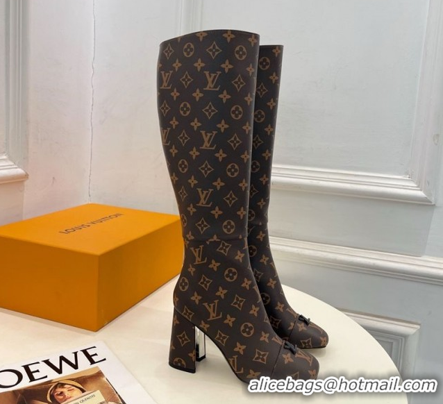 Hot Style Louis Vuitton Swing Heel High Boots 9cm Monogram Canvas 1AID09 1021105