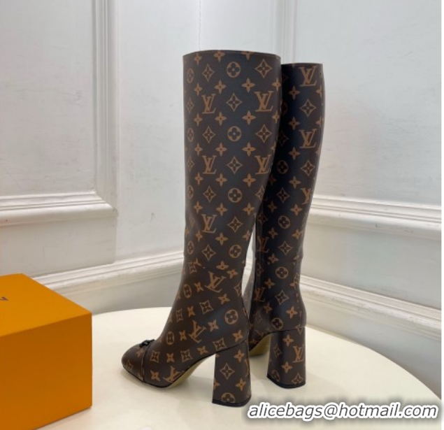 Hot Style Louis Vuitton Swing Heel High Boots 9cm Monogram Canvas 1AID09 1021105
