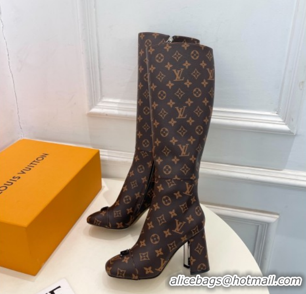 Hot Style Louis Vuitton Swing Heel High Boots 9cm Monogram Canvas 1AID09 1021105