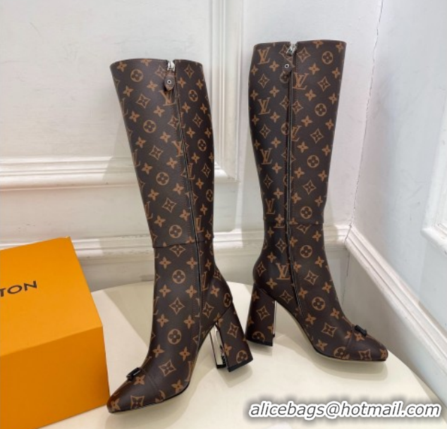 Hot Style Louis Vuitton Swing Heel High Boots 9cm Monogram Canvas 1AID09 1021105