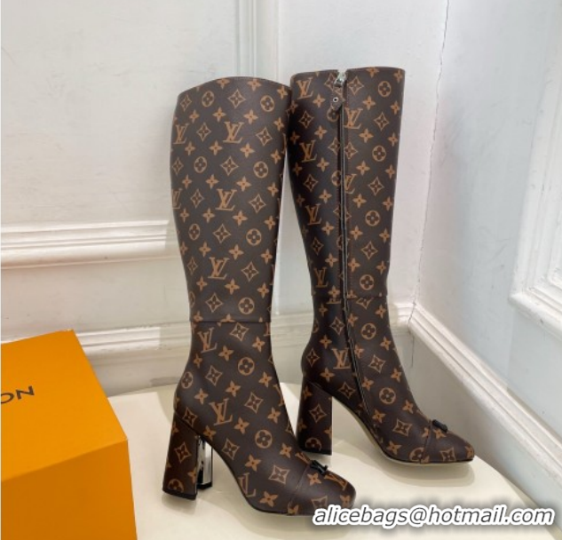 Hot Style Louis Vuitton Swing Heel High Boots 9cm Monogram Canvas 1AID09 1021105