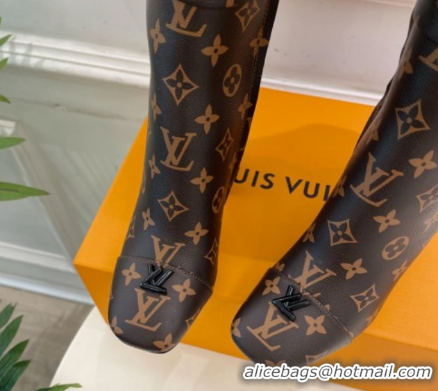 Hot Style Louis Vuitton Swing Heel High Boots 9cm Monogram Canvas 1AID09 1021105