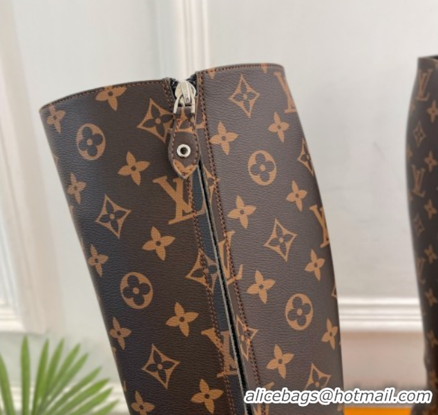 Hot Style Louis Vuitton Swing Heel High Boots 9cm Monogram Canvas 1AID09 1021105