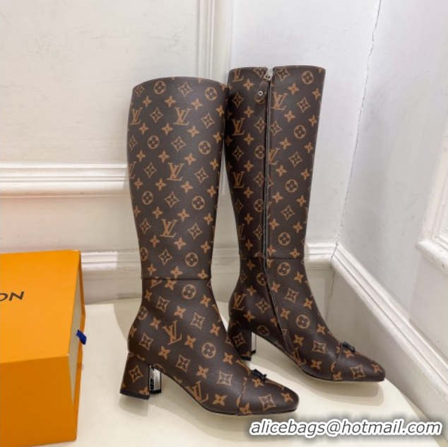 Most Popular Louis Vuitton Swing Heel High Boots 5.5cm in Monogram Canvas 1AID09 1021112