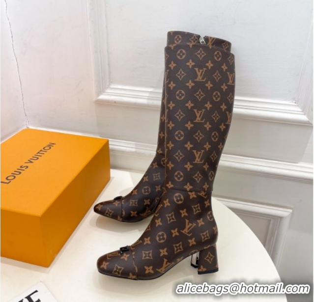 Most Popular Louis Vuitton Swing Heel High Boots 5.5cm in Monogram Canvas 1AID09 1021112