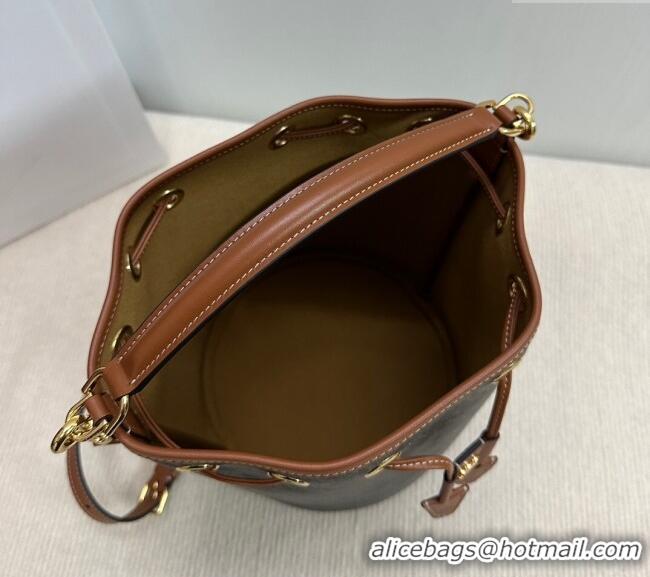 Original Cheap Celine Clara Bucket Bag in Triomphe Canvas and Calfskin 116882 Brown 2025