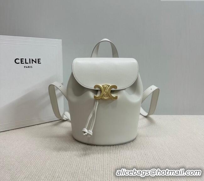 Modern Classic Celine Backpack Bonnie Bag in Smooth Calfskin 118703 White 2025
