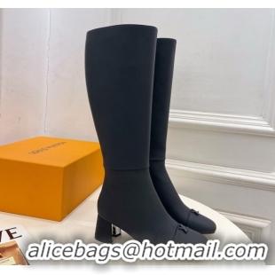 Best Product Louis Vuitton Swing Heel High Boots 5.5cm in Matte Leather All Black 1AID09 1021118