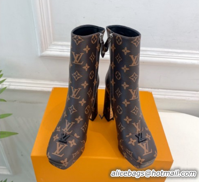 Best Price Louis Vuitton Swing Heel Platform Ankle Boots 11cm in Monogram Canvas 1AID09 1021119