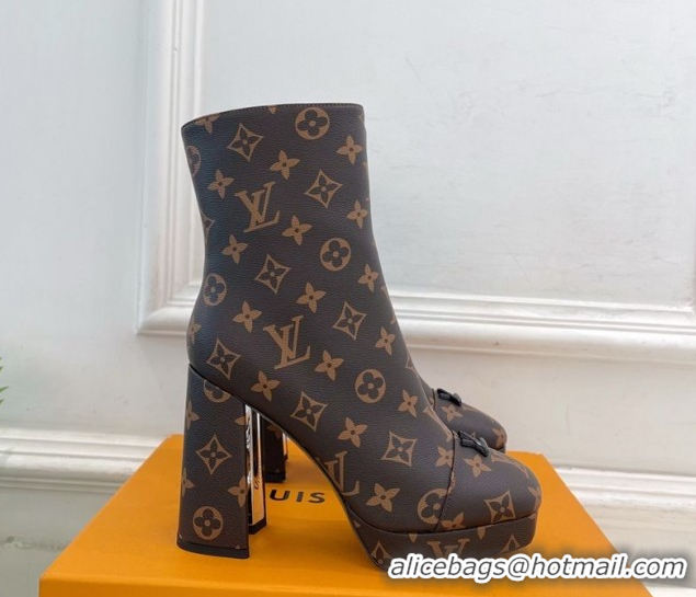 Best Price Louis Vuitton Swing Heel Platform Ankle Boots 11cm in Monogram Canvas 1AID09 1021119
