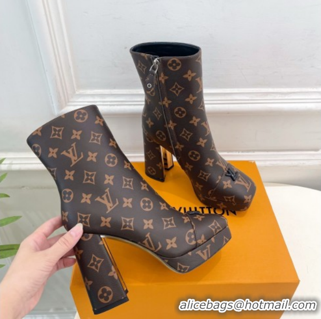 Best Price Louis Vuitton Swing Heel Platform Ankle Boots 11cm in Monogram Canvas 1AID09 1021119
