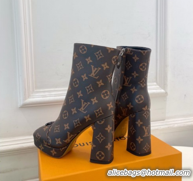 Best Price Louis Vuitton Swing Heel Platform Ankle Boots 11cm in Monogram Canvas 1AID09 1021119