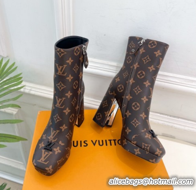 Best Price Louis Vuitton Swing Heel Platform Ankle Boots 11cm in Monogram Canvas 1AID09 1021119