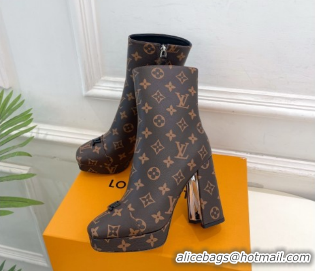Best Price Louis Vuitton Swing Heel Platform Ankle Boots 11cm in Monogram Canvas 1AID09 1021119