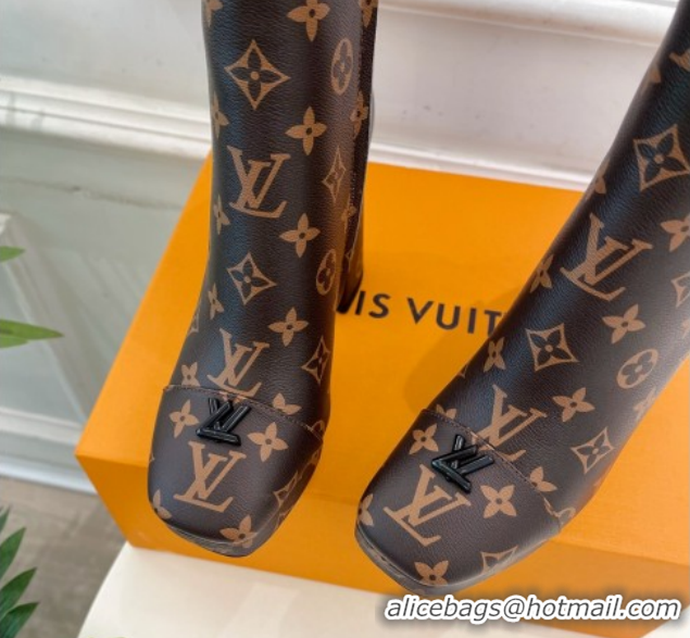 Best Price Louis Vuitton Swing Heel Platform Ankle Boots 11cm in Monogram Canvas 1AID09 1021119