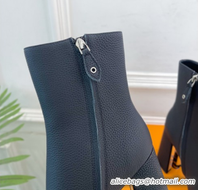 Top Grade Louis Vuitton Swing Heel Platform Ankle Boots 11cm in Matte Leather All Black 1AID09 1021126