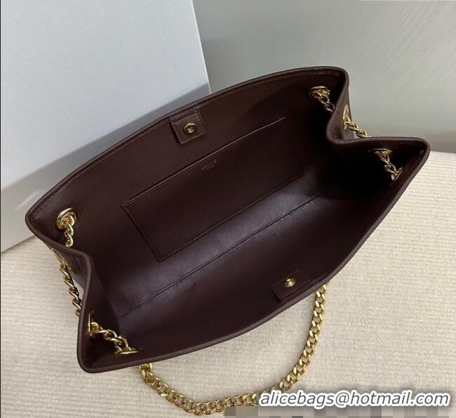 Original Cheap Celine Newspaper Chain Bag in Grained Calfskin 114253 Chestnut Brown 2025