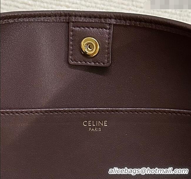 Original Cheap Celine Newspaper Chain Bag in Grained Calfskin 114253 Chestnut Brown 2025
