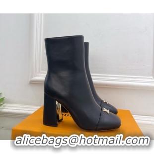 Popular Style Louis Vuitton Swing Heel Ankle Boots 9cm in Calf Leather Black 1AID092 1021128