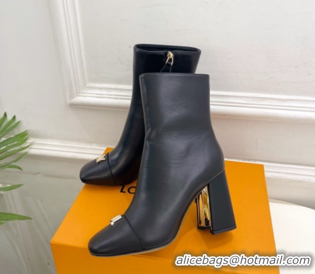 Popular Style Louis Vuitton Swing Heel Ankle Boots 9cm in Calf Leather Black 1AID092 1021128
