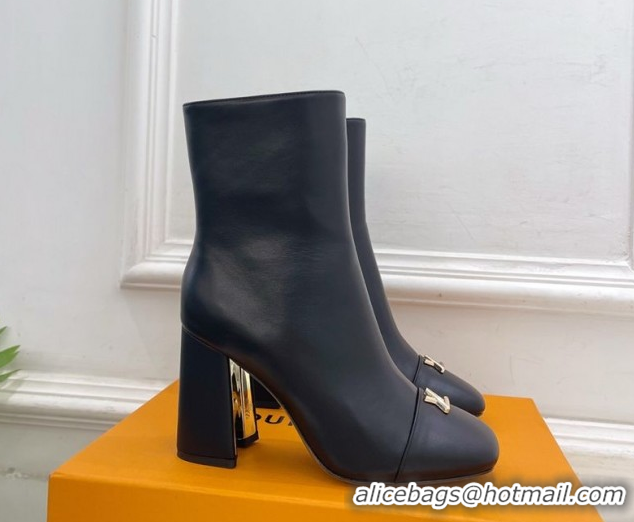 Popular Style Louis Vuitton Swing Heel Ankle Boots 9cm in Calf Leather Black 1AID092 1021128