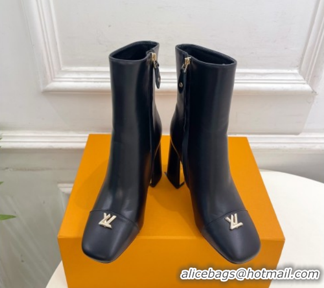 Popular Style Louis Vuitton Swing Heel Ankle Boots 9cm in Calf Leather Black 1AID092 1021128
