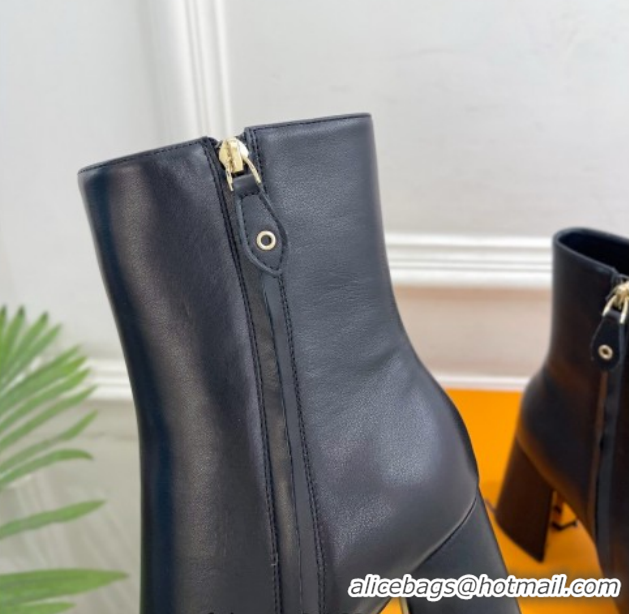 Popular Style Louis Vuitton Swing Heel Ankle Boots 9cm in Calf Leather Black 1AID092 1021128