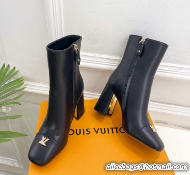 Popular Style Louis Vuitton Swing Heel Ankle Boots 9cm in Calf Leather Black 1AID092 1021128