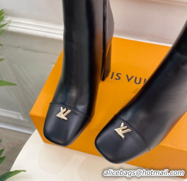 Popular Style Louis Vuitton Swing Heel Ankle Boots 9cm in Calf Leather Black 1AID092 1021128