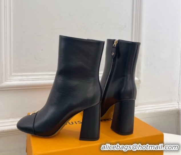 Popular Style Louis Vuitton Swing Heel Ankle Boots 9cm in Calf Leather Black 1AID092 1021128
