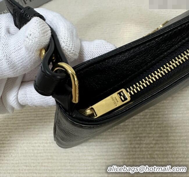 New Cheap Celine Triomphe Chain Bag in Calfskin Leather 113673 Black 2025